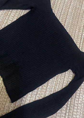 Siyah Boğazlı Fit Triko Kadın Kazak - Görsel 2