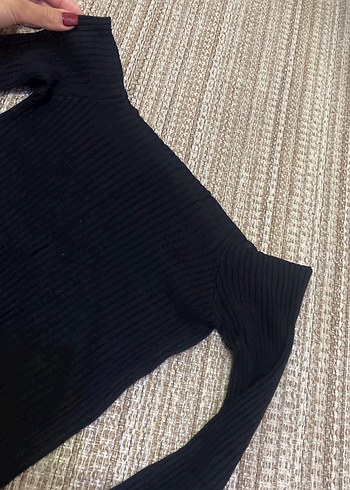 Siyah Boğazlı Fit Triko Kadın Kazak - Görsel 3