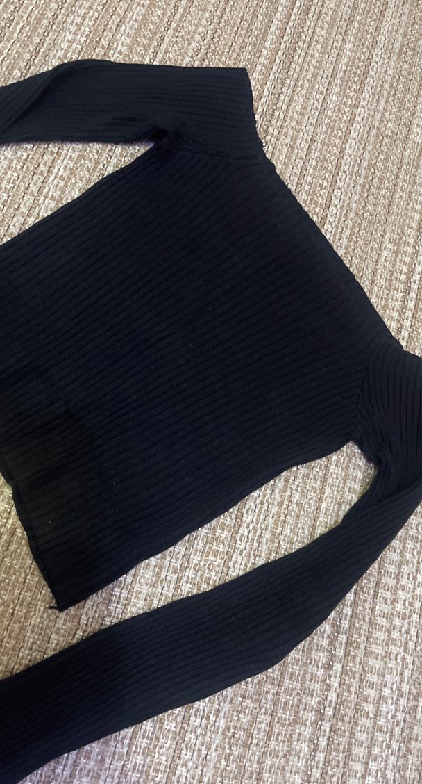 Siyah Boğazlı Fit Triko Kadın Kazak - Görsel 2