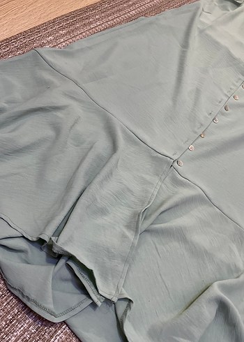 Düğmeli Keten Uzun Hamile Tuniği - Görsel 3