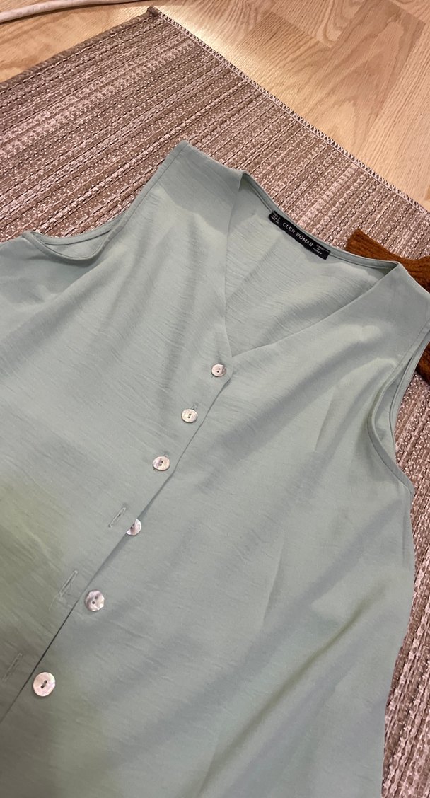 Düğmeli Keten Uzun Hamile Tuniği - Görsel 4