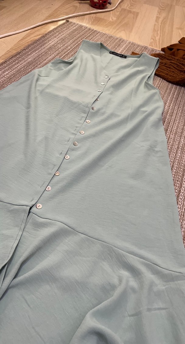 Düğmeli Keten Uzun Hamile Tuniği - Görsel 2