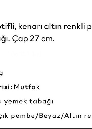 H&M HOME YEŞİL ÇİZGİLİ SERVİS TABAK - Görsel 5