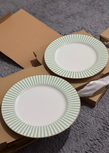 H&M HOME YEŞİL ÇİZGİLİ SERVİS TABAK - Görsel 2