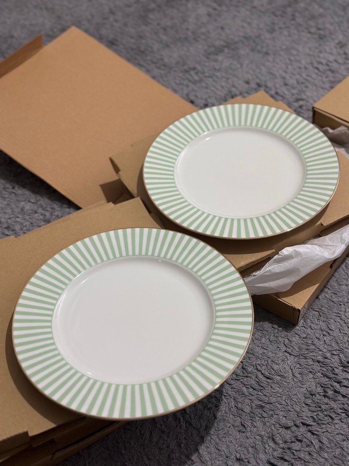 H&M HOME YEŞİL ÇİZGİLİ SERVİS TABAK - Görsel 2