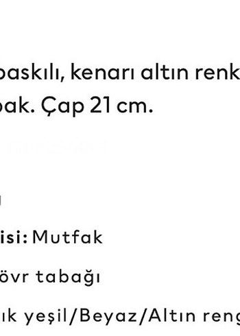 H&M HOME YEŞİL ÇİZGİLİ PASTA TABAK - Görsel 5