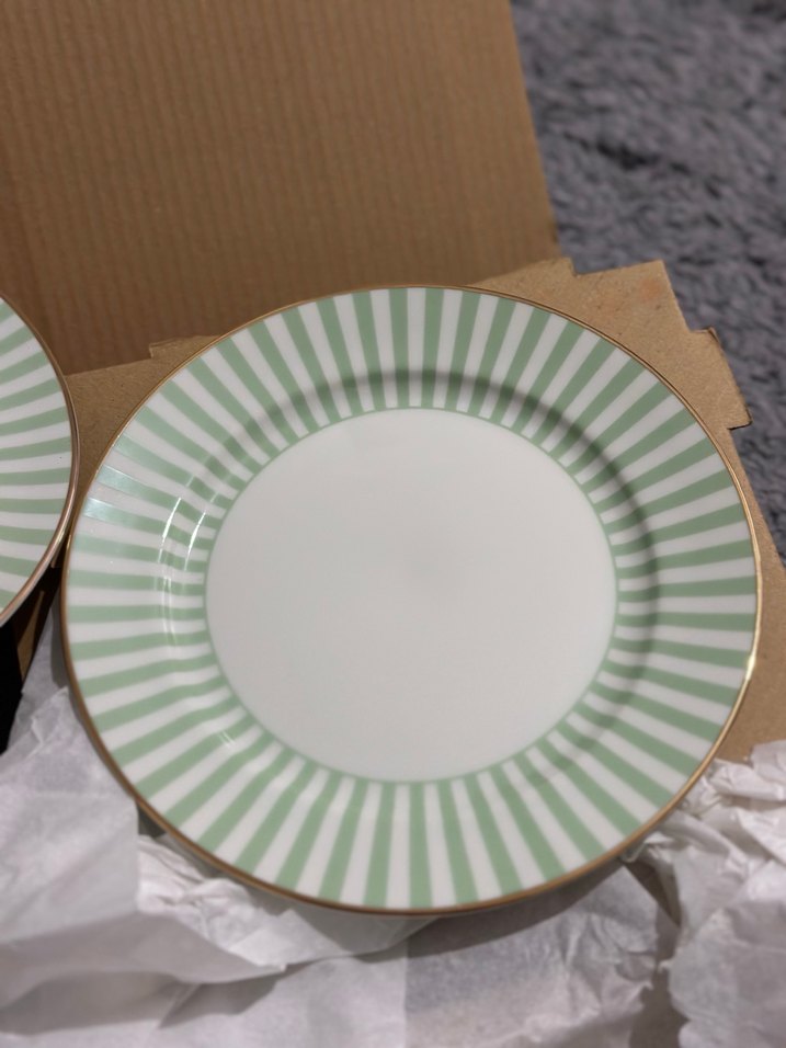 H&M HOME YEŞİL ÇİZGİLİ PASTA TABAK - Görsel 2