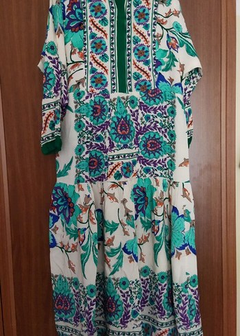 Desenli Viskon Uzun Elbise - Görsel 2