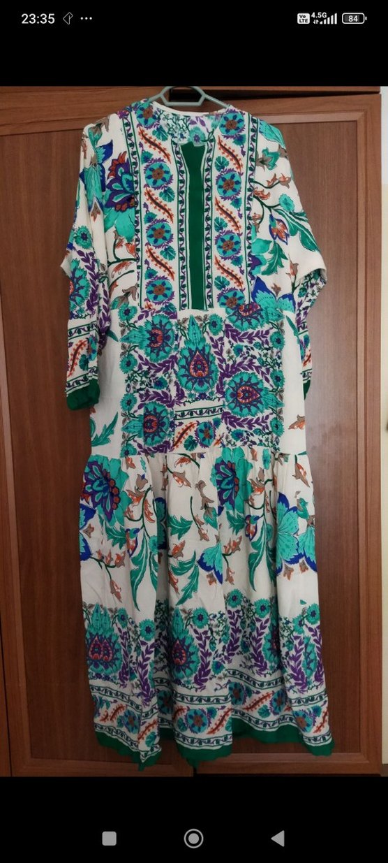 Desenli Viskon Uzun Elbise - Görsel 2