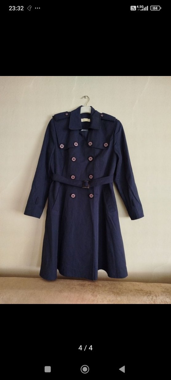 Düğmeli Lacivert Midi Kadın Trençkot - Görsel 2