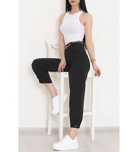 Kumaş paça düğmeli pantolon