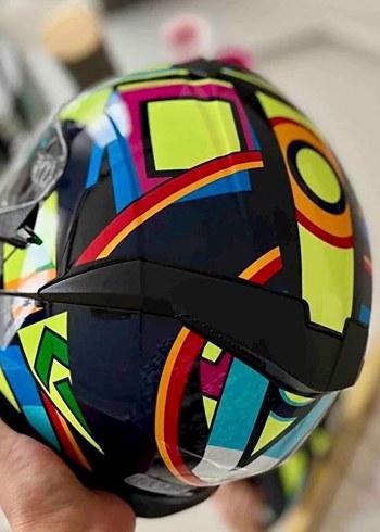 Renkli Desenli Motosiklet Kaskı JK20 - Görsel 3