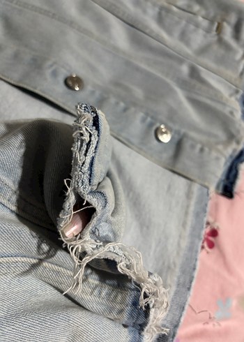 Mavi Düğmeli Unisex Denim Ceket - Görsel 5