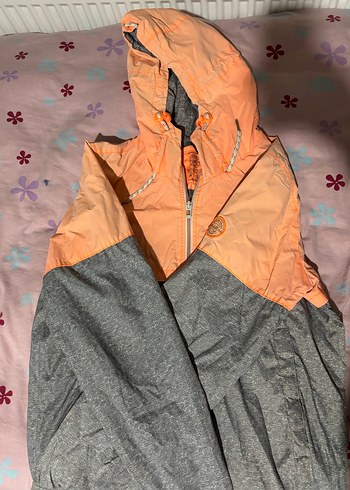 Kadın Gri Turuncu Kapüşonlu Rahat Ceket - Görsel 2