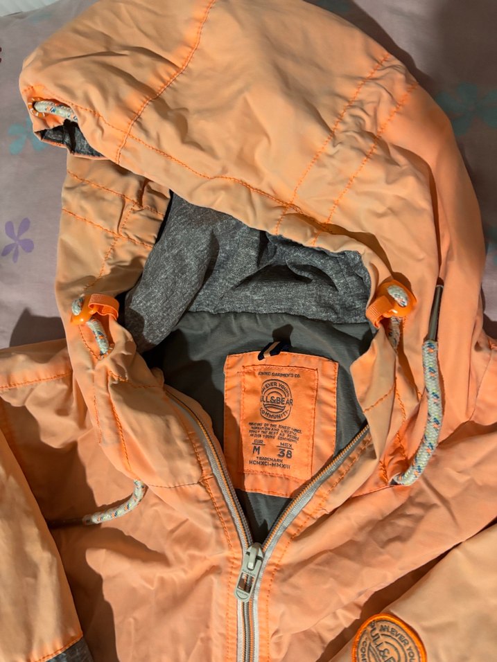 Kadın Gri Turuncu Kapüşonlu Rahat Ceket - Görsel 4