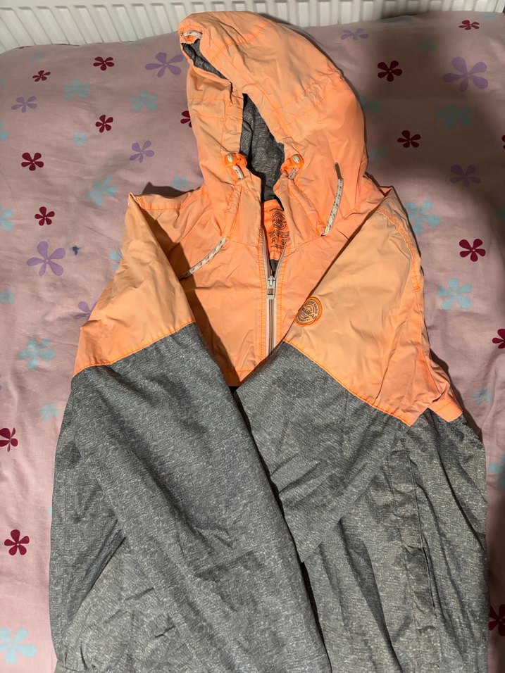 Kadın Gri Turuncu Kapüşonlu Rahat Ceket - Görsel 2