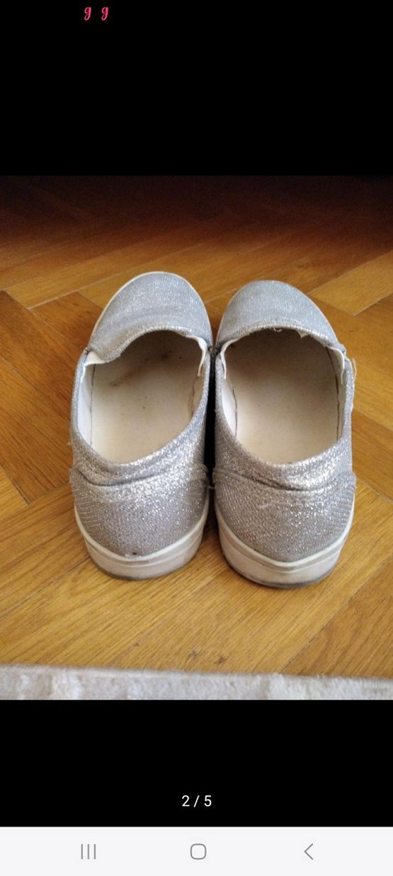 Kız Çocuk Simli Bej Keten Loafer - Görsel 2