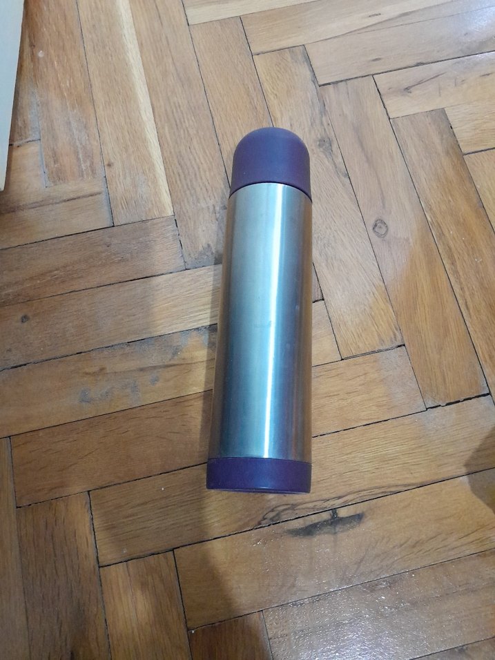 Mavi Kapaklı Gri Çelik Termos - Görsel 2