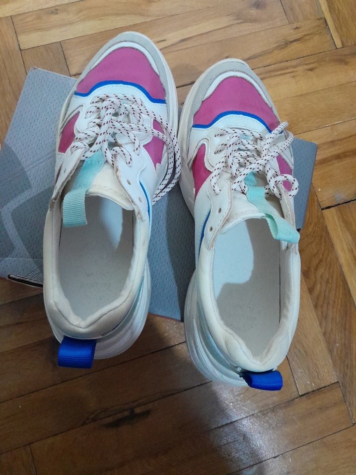 Renkli Platform Topuklu Bağcıklı Kadın Spor Ayakkabı - Görsel 5