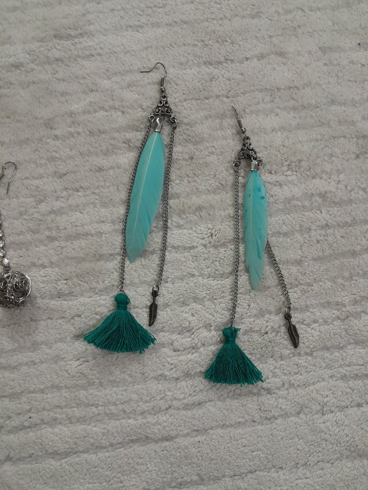 Bohem Püsküllü Turkuaz Küpe - Görsel 3