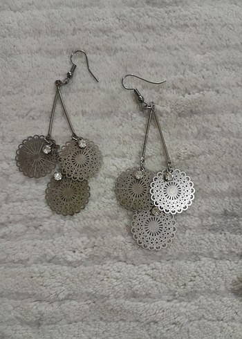 Bohem Gri Boncuklu Midi Küpeler - Görsel 2