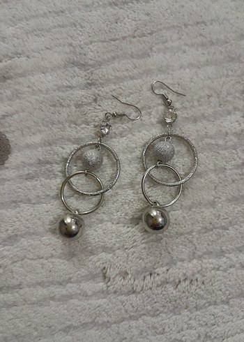 Bohem Gri Boncuklu Midi Küpeler - Görsel 3