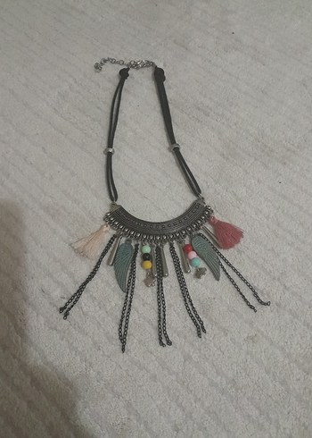 Uzun Püsküllü Çok Renkli Bohem Kadın Kolye - Görsel 3