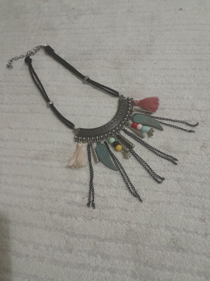 Uzun Püsküllü Çok Renkli Bohem Kadın Kolye - Görsel 4