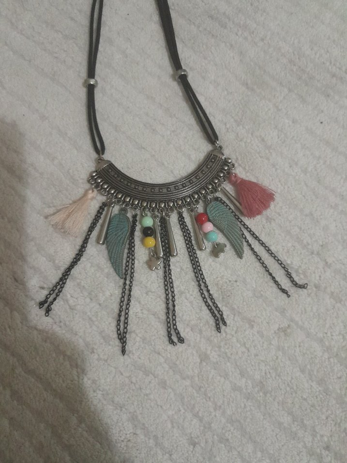 Uzun Püsküllü Çok Renkli Bohem Kadın Kolye - Görsel 2