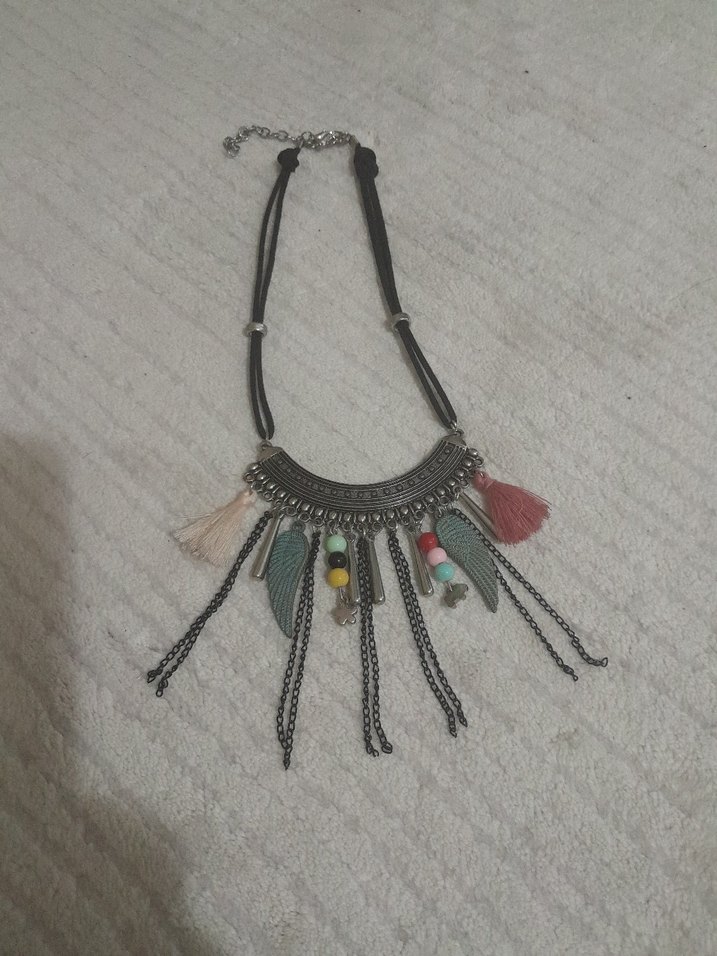 Uzun Püsküllü Çok Renkli Bohem Kadın Kolye - Görsel 3