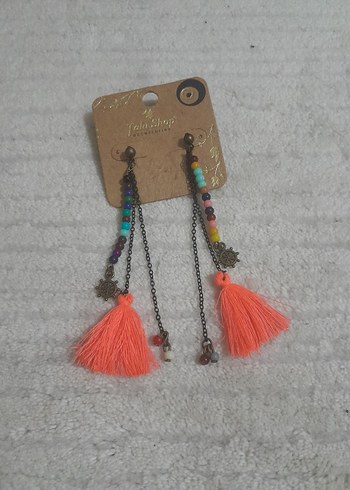 Renkli Püsküllü Uzun Bohem Küpe - Görsel 2