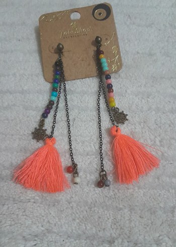 Renkli Püsküllü Uzun Bohem Küpe - Görsel 3