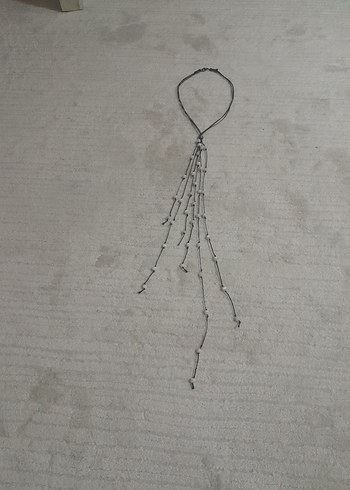 Gri Yılan Desenli Uzun Boncuklu Kadın Kolye - Görsel 4