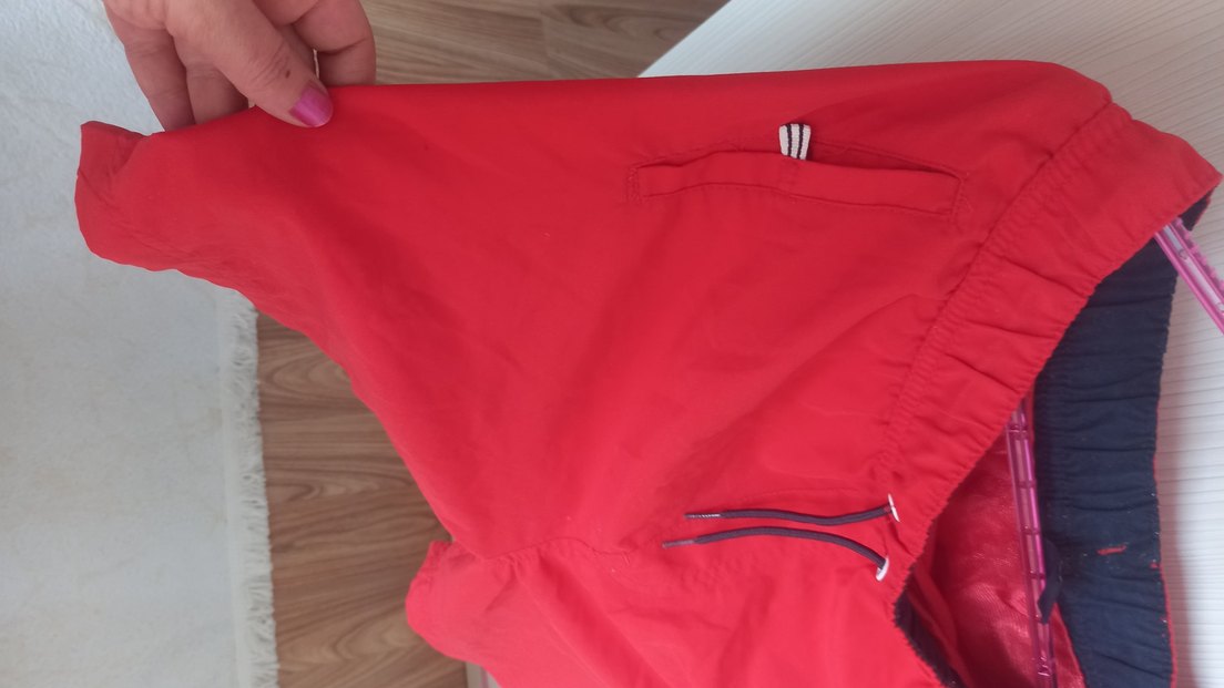 Kırmızı, Belden Bağlamalı Erkek Mini Şort - Görsel 3