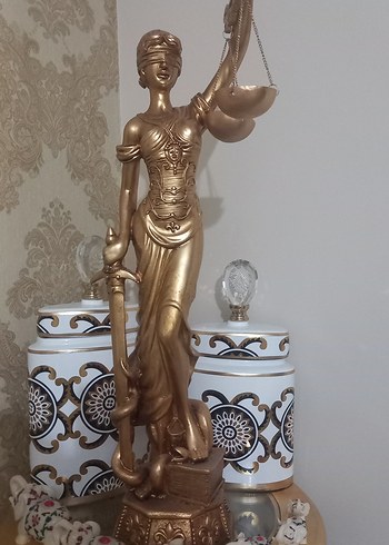 Altın Renk Parlak Adalet Heykeli 70 cm - Görsel 2