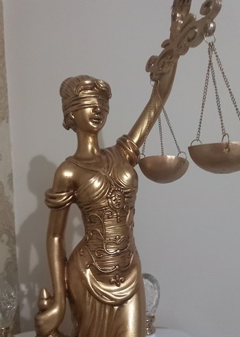 Altın Renk Parlak Adalet Heykeli 70 cm - Görsel 3