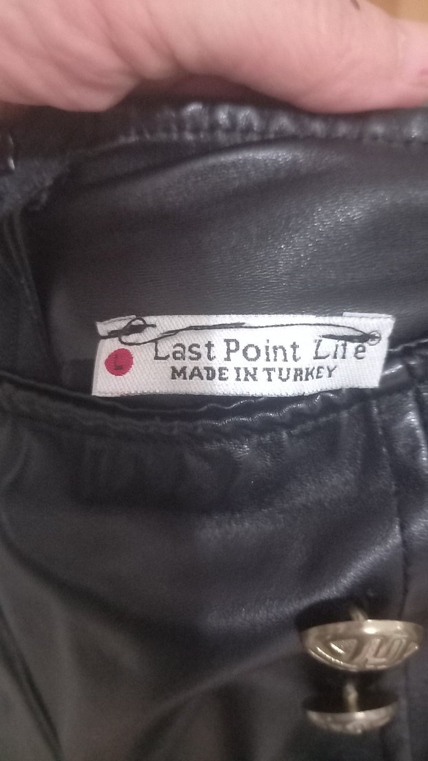 Düğmeli siyah Deri Kadın Pantolon - Görsel 4