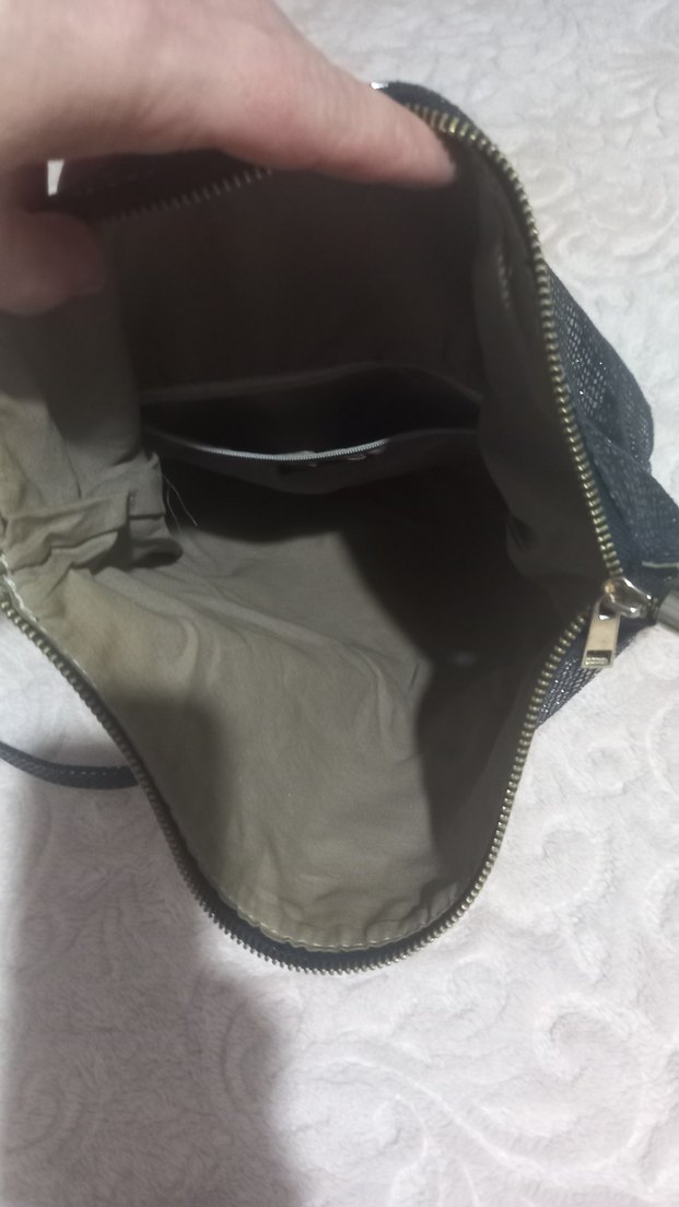 Gri Yılan Desenli Deri Kadın Çanta - Görsel 3