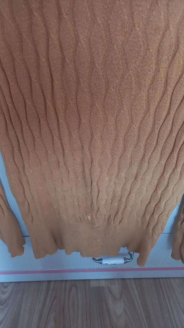 Bej Kadın Balıkçı Yaka Örgü Kazak defolu - Görsel 2