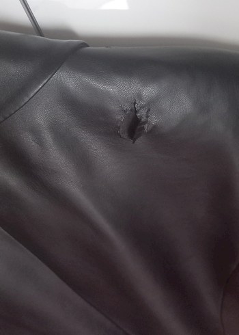 Düğmeli Siyah Deri Kadın Ceket - Görsel 3