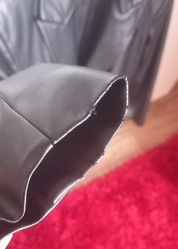 Düğmeli Siyah Deri Kadın Ceket - Görsel 4