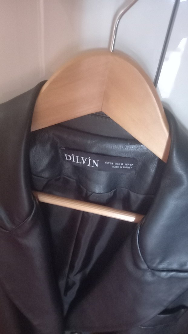 Düğmeli Siyah Deri Kadın Ceket - Görsel 2