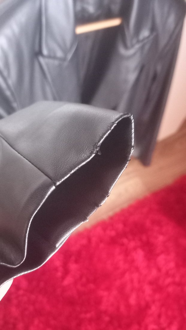 Düğmeli Siyah Deri Kadın Ceket - Görsel 4