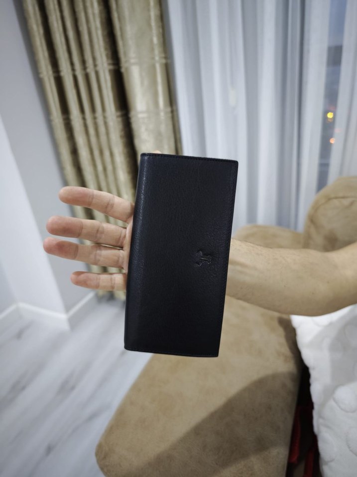 Siyah Deri Fermuarlı erkek Cüzdanı el çantası - Görsel 4