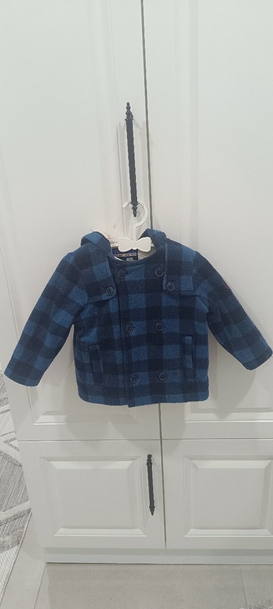 Kapüşonlu Mavi Kareli Erkek Çocuk Ceketi - Görsel 5