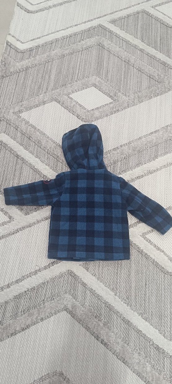Kapüşonlu Mavi Kareli Erkek Çocuk Ceketi - Görsel 4