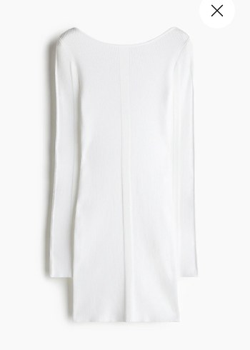 Beyaz Lastik Örgülü Midi Triko Elbise - Görsel 4