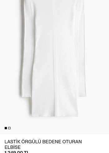Beyaz Lastik Örgülü Midi Triko Elbise - Görsel 2