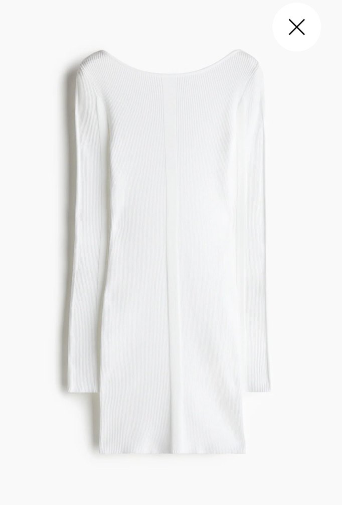 Beyaz Lastik Örgülü Midi Triko Elbise - Görsel 4