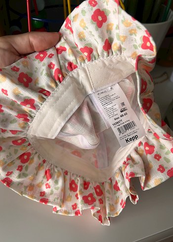 Çiçek Desenli Renkli Kız Çocuk şapka - Görsel 2